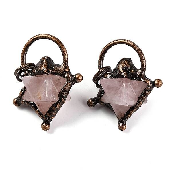 Natural Rose Quartz Merkaba Star Pendants