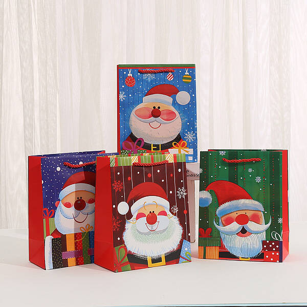 Christmas Paper Santa Claus Printed Tote Bags