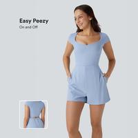 Halara Softlyzero Airy U Neck Cap Sleeve Side Pocket Cool Touch Yoga Jumpsuit-Easy Peezy #outdoorfun