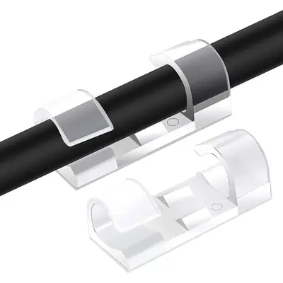 20pcs - Cable Clips Desk Organizer Self-Adhesive Multipurpose Drop Wire Holder Plastic Cord Management Clips for Office and H...