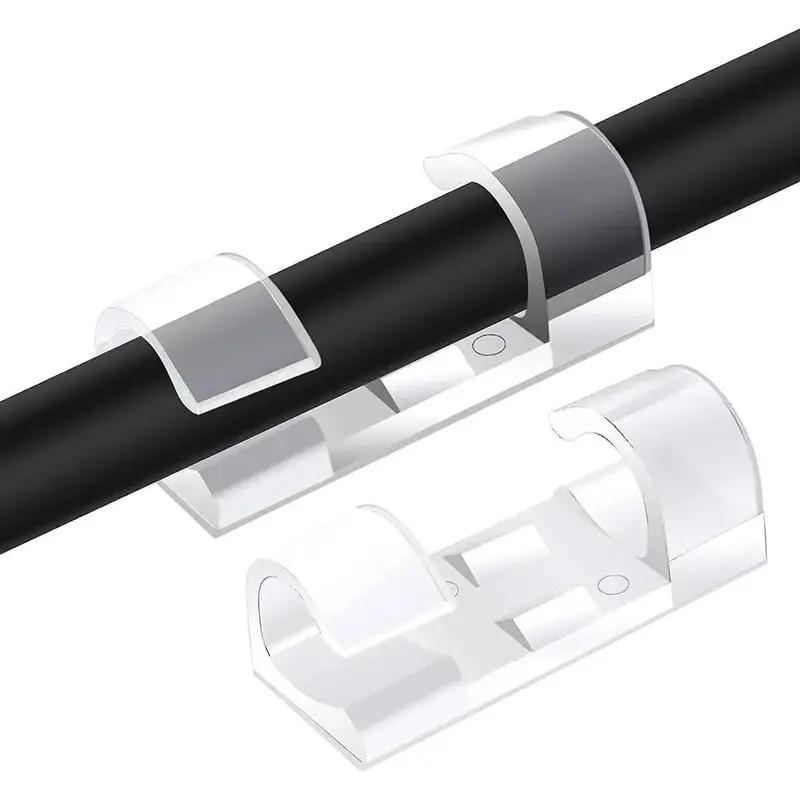 20pcs - Cable Clips Desk Organizer Self-Adhesive Multipurpose Drop Wire Holder Plastic Cord Management Clips for Office and H...