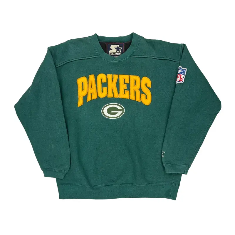 Green Bay Packers Starter Nfl Sweatshirt - Large Green Cotton Blend
