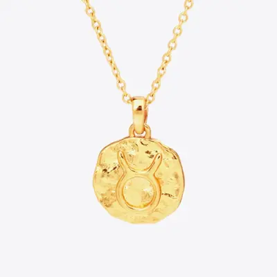 18K Gold Star Sign Zodiac Constellation Pendant Necklace - Circle