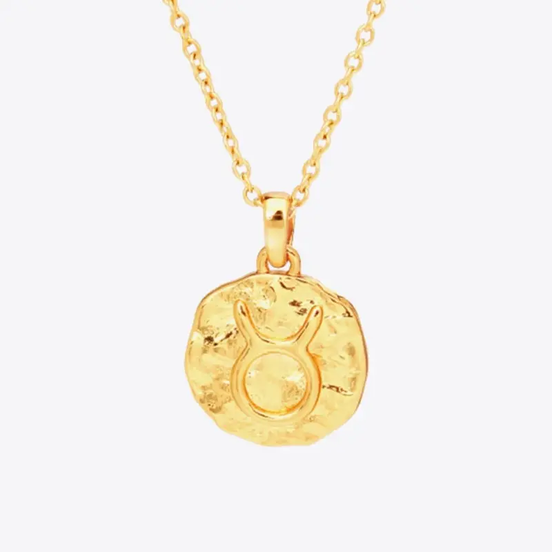 18K Gold Star Sign Zodiac Constellation Pendant Necklace - Circle