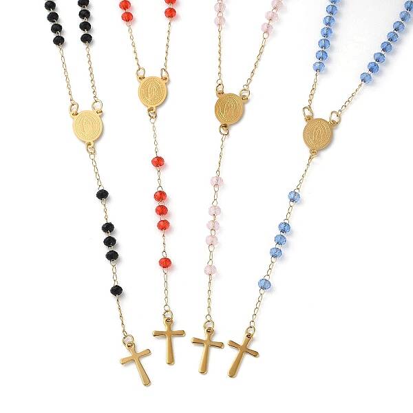 Glass Rosary Bead Necklaces