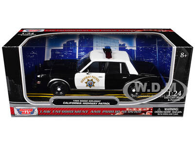 1986 Dodge Diplomat Police Car California Highway Patrol Black and White Law Enforcement and Public Service Series 1/24 D...
