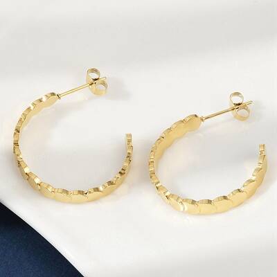 304 Stainless Steel C-Shaped Stud Earrings