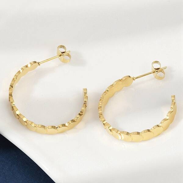 304 Stainless Steel C-Shaped Stud Earrings
