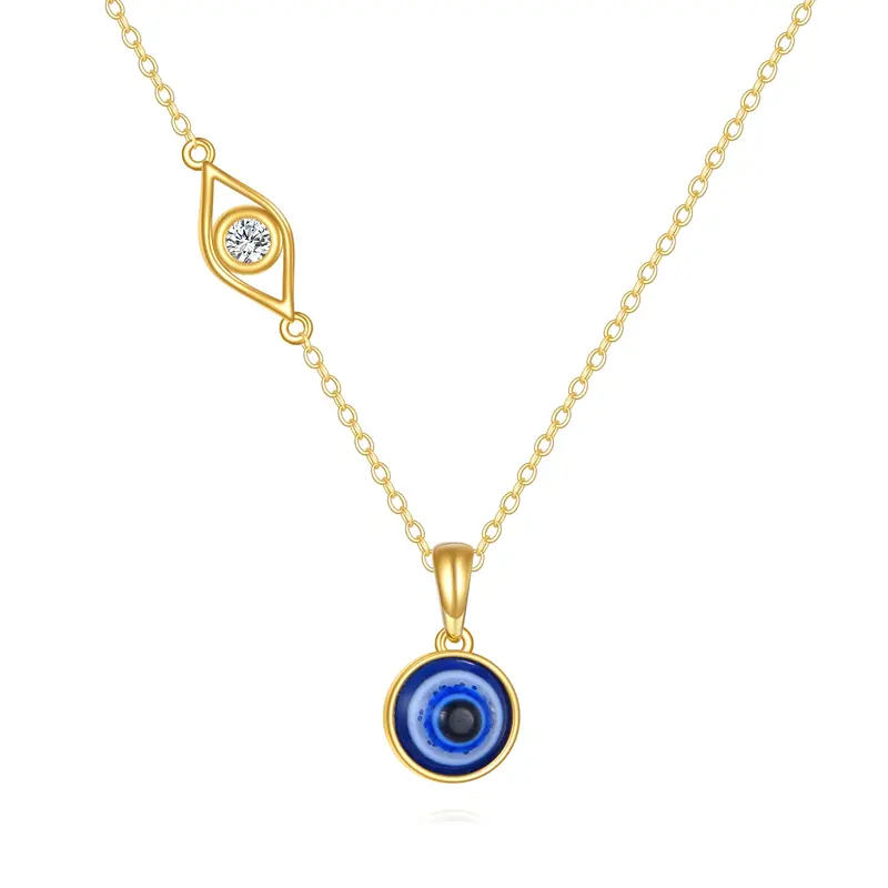14K Gold Moissanite Evil Eye Necklace for Women