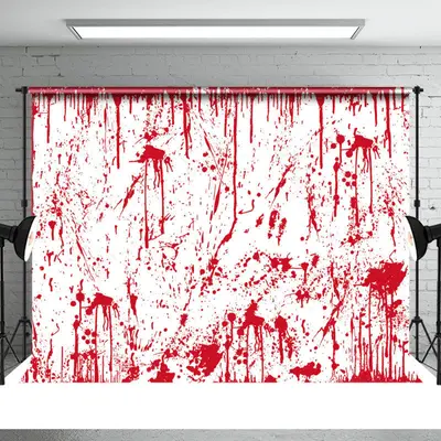 Spooky Prank White and Red Backdrop for Halloween - Aperturee