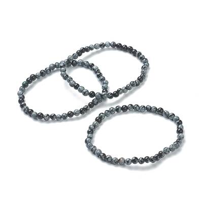 Natural Snowflake Obsidian Beaded Stretch Bracelets