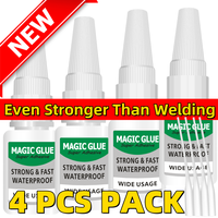 4 Pcs Magic Super Glue - High Strength, All-Purpose, Non-Toxic, Fast Bonding & Waterproof Adhesive for Faux Leather, Metals, ...