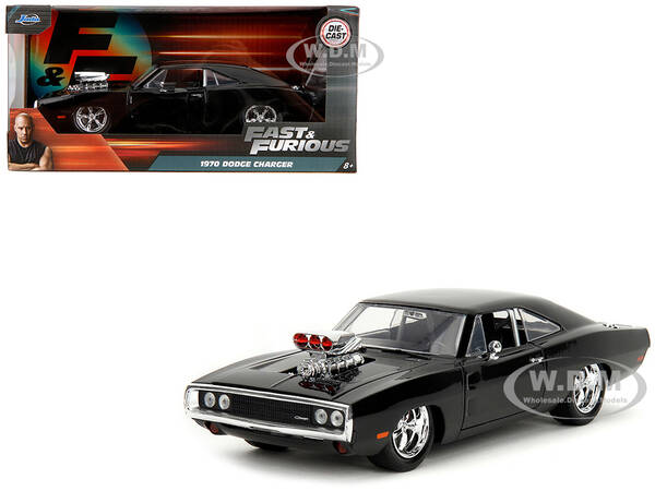 1970 Dodge Charger Black with Race Interior Fast & Furious Movie 1/24 Diecast Model Car by Jada