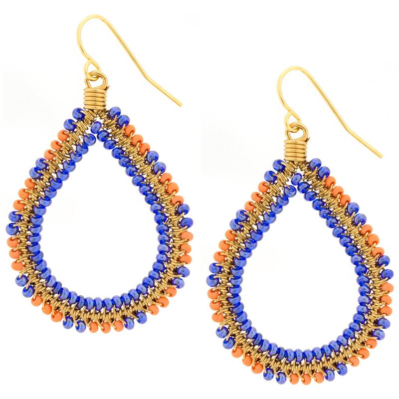 Double Beaded Teardrop Earrings - Turquoise