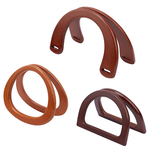 6 Pcs 3 Styles Dyed Wood Bag Handles