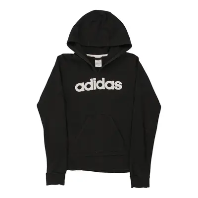 Age 12 Adidas Spellout Hoodie - Medium Black Cotton Blend
