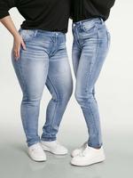 【Plus Size】 Solid Color Denim Jeans, 1 Count Basic Fashion Casual High Waist Jeans for Daily Outdoor Wear, Women Plus Clo...