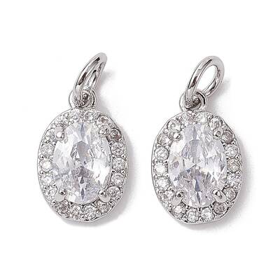 Brass Micro Pave Clear Cubic Zirconia Charms