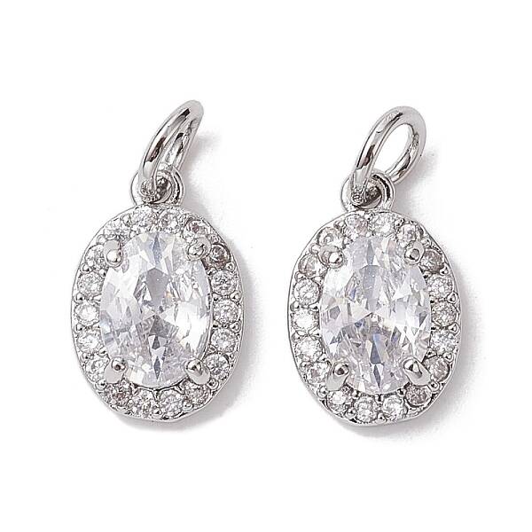Brass Micro Pave Clear Cubic Zirconia Charms