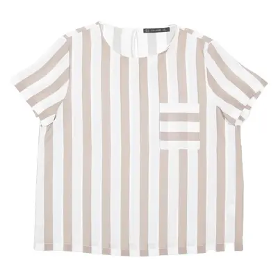 ZARA Womens Printed Blouse Brown Viscose Striped XL