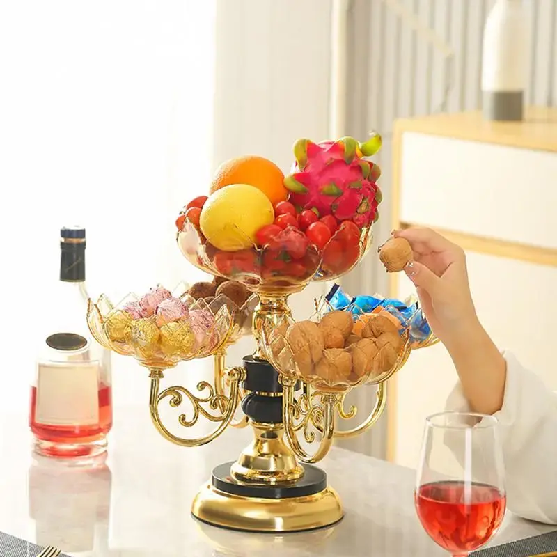 360 Degree Rotatable Fruit & Snack Plate, 1 Set Creative Fruit Plate, Dessert Plate, Modern Food Fruit Display Serving Plate,...