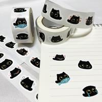 Cute Cat Pattern Sticker (500pcs/roll), Adhesive Decorative Sticker, DIY Decals for Water Bottle, Laptop, Phone Case, Scrapbo...