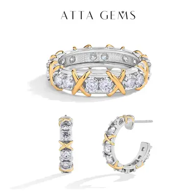 Brilliant Cut 2.5mm Synthetic Moissanite Ring Earring Set for Women Men Birthday Gift Daily wear Fine Jewelry R162 E046