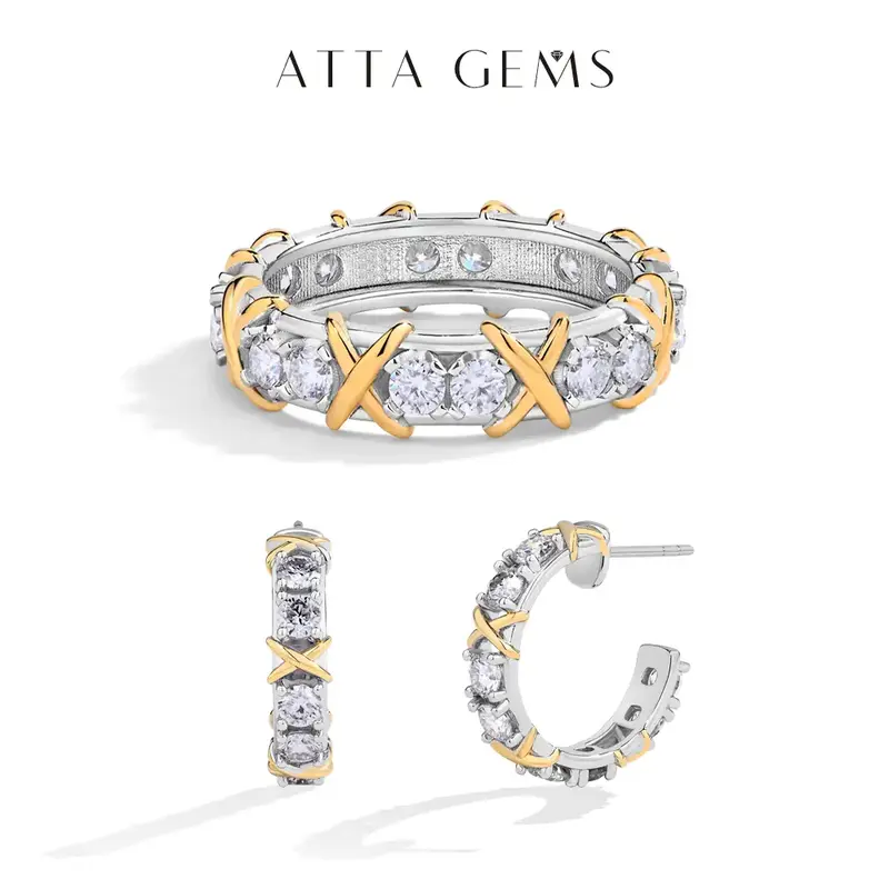 Brilliant Cut 2.5mm Synthetic Moissanite Ring Earring Set for Women Men Birthday Gift Daily wear Fine Jewelry R162 E046