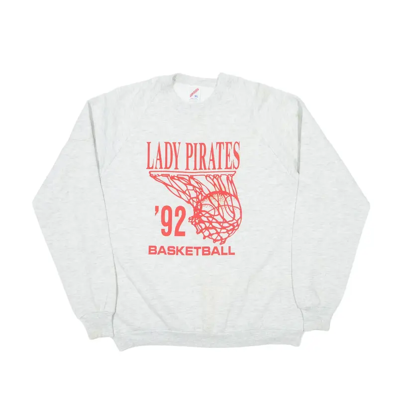 JERZEES Lady Pirates Basketball USA Sweatshirt Grey Womens XL