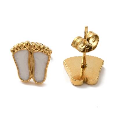 Ion Plating(IP) 304 Stainless Steel Footprint Stud Earrings