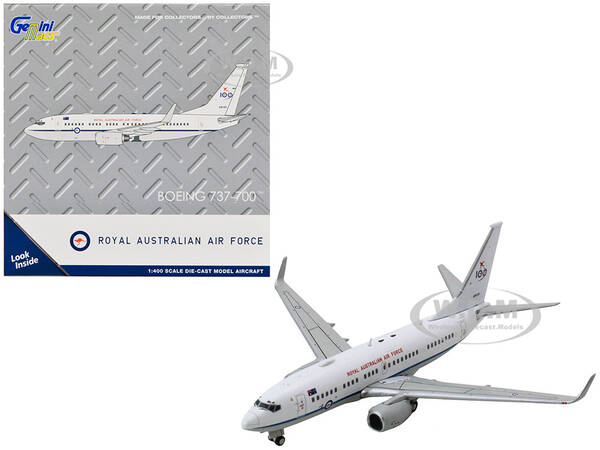 Boeing 737-700 Aircraft Royal Australian Air Force 100th Anniversary (A36-001) White with Blue Stripes Gemini Macs Series...
