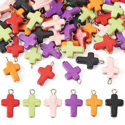 60Pcs 6 Colors Dyed Synthetic Turquoise Pendants