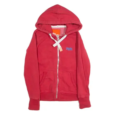 SUPERDRY Womens Red Hoodie Full Zip S