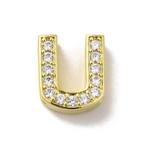 Brass Micro Pave Cubic Zirconia Beads