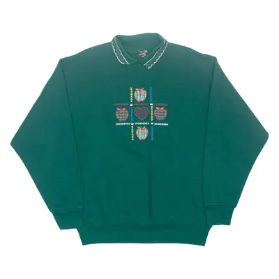 SUN WORLD Christmas Womens Sweatshirt Green Collared L