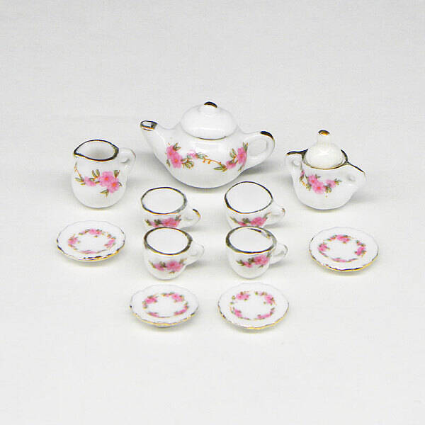 Porcelain Miniature Teapot Cup Set Ornaments