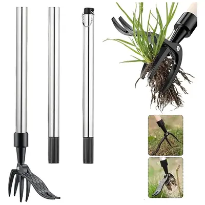 Garden Weed Puller with 4 Steel Claws, Removable Weed Puller Tool, Heavy Duty Standing Weed Puller for Yard & Garden, Profess...