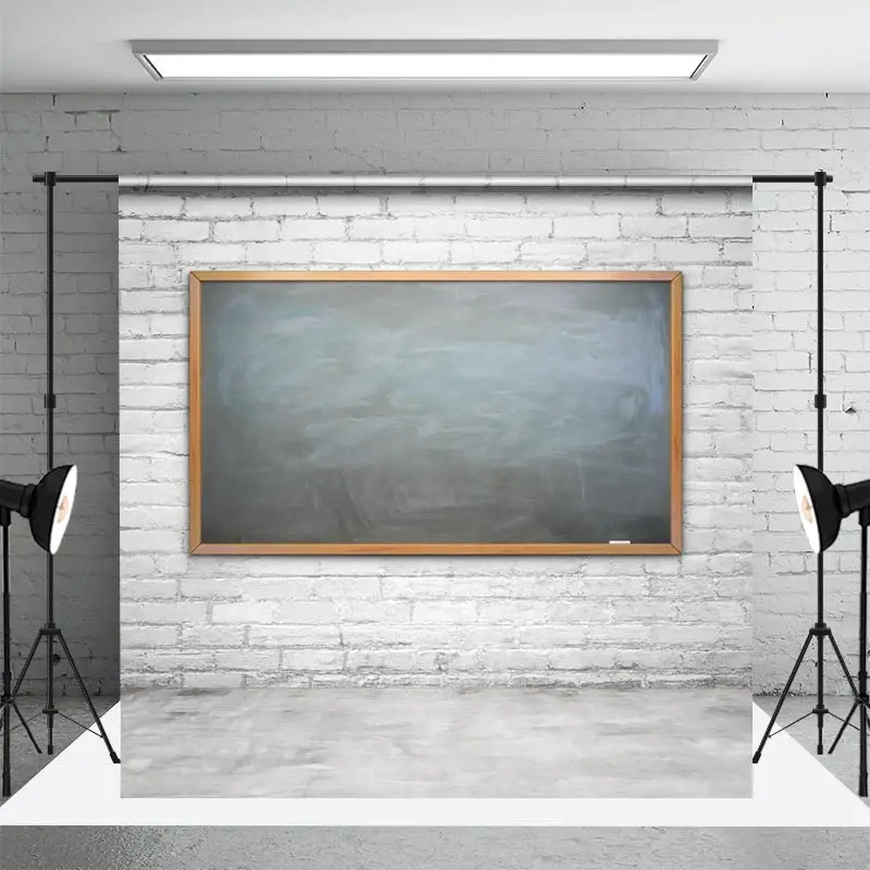 White Brick Wall Blackboard Back To School Backdrop - Aperturee