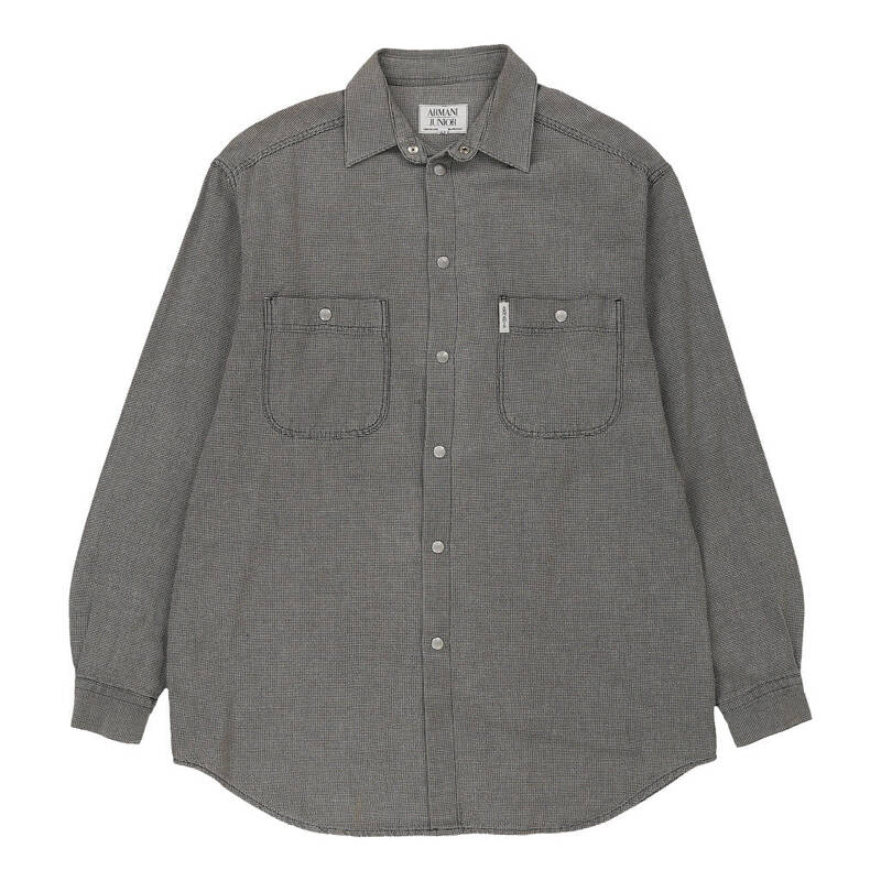 Armani Junior Checked Shirt - Large Black & White Cotton