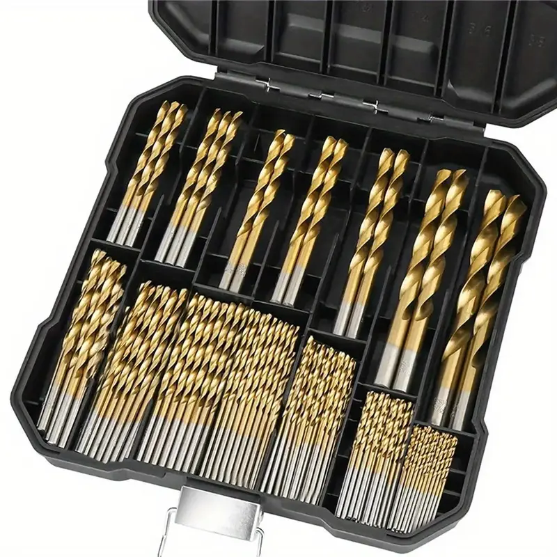 Titanium Twist-Drill Bit Set, High Speed Steel Drill Bit Set, Multi-application Drill Bit Set, Power Tool Accessories for C...