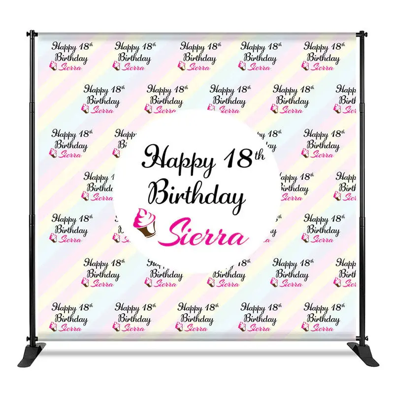 Aperturee Custom Pink 18th Girl Birthday Step And Repeat Banner, 4X8FT(1.2X2.5M), 42 USD, step and repeat backdrops, CF1_DZCJ...