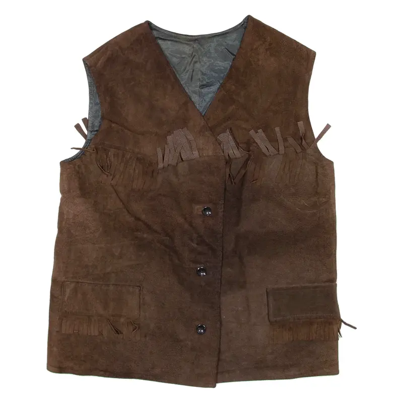 Sleeveless Mens Overcoat Coat Brown Faux Suede S