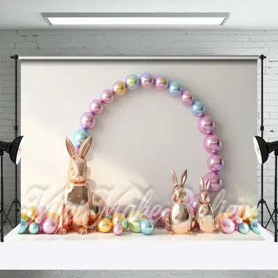 Laser Light Eggs Rabbit Easter Backdrop For Photo - Aperturee