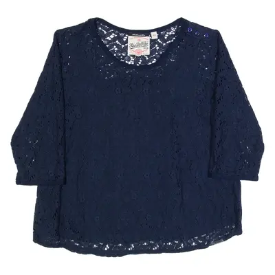 SUPERDRY Womens Top Blue 3/4 Sleeve XS