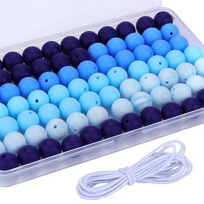 80Pcs 4 Style Round Silicone Focal Beads