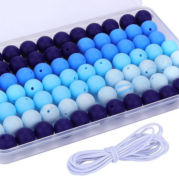 80Pcs 4 Style Round Silicone Focal Beads
