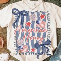 Comfort Colors American Honey Coquette Shirt, Preppy 4th of July Shirt, Girly Memorial Day , Vintage USA , Independence Day ,...