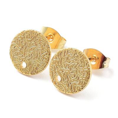 201 Stainless Steel Flat Round Stud Earring Findings