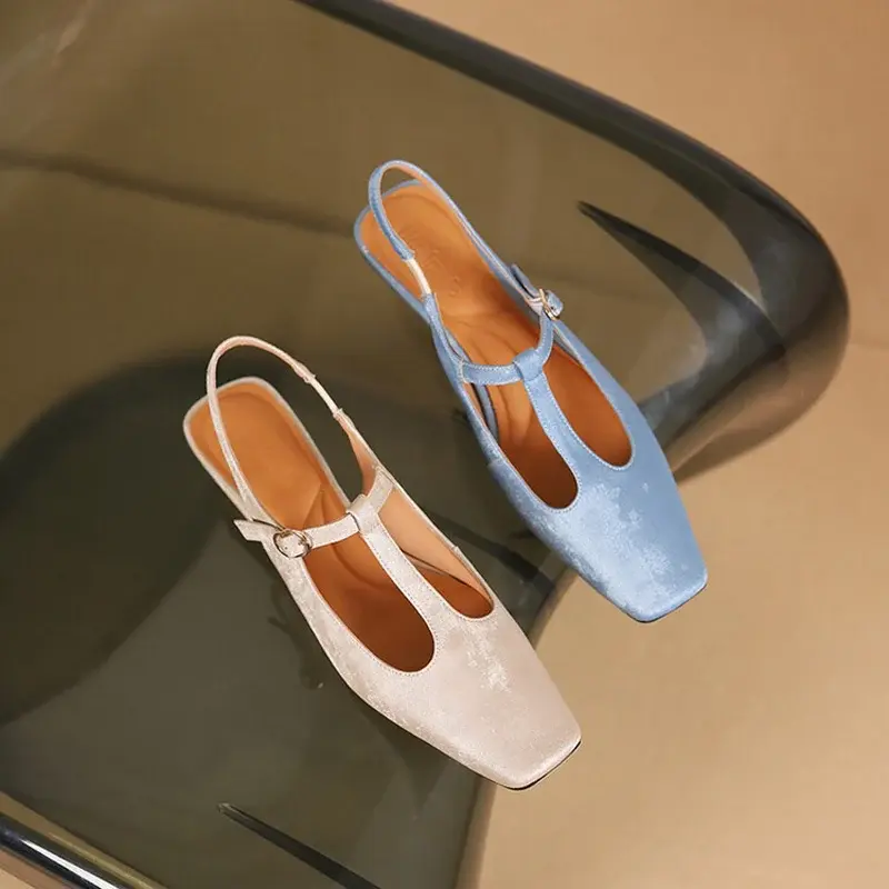 CHIKO Arleth Square Toe Block Heels T-Strap Shoes