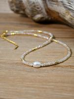 Faux Pearl Decor Artificial Crystal Beaded Necklace for Women, Elegant Beaded Necklace for Daily Wear, Fashion Accessories fo...
